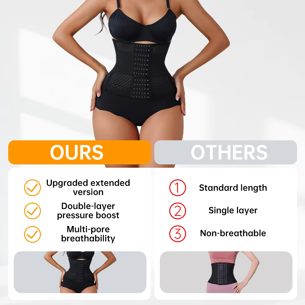 Corset modelator pentru abdomen, reglabil, cu fermoar și benzi duble - Body Modelator - Lenjeria Magica