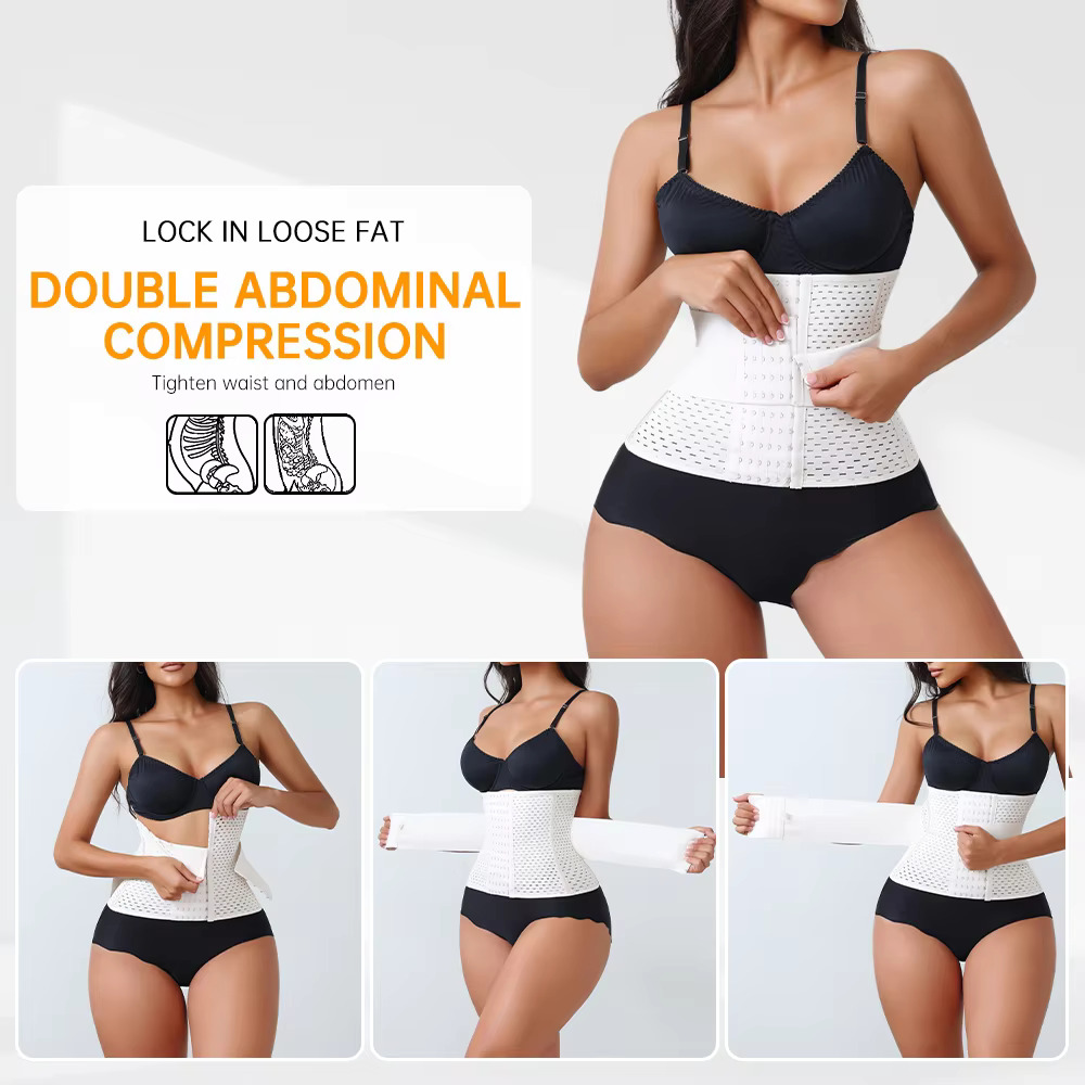 Corset modelator pentru abdomen, reglabil, cu fermoar și benzi duble - Body Modelator - Lenjeria Magica