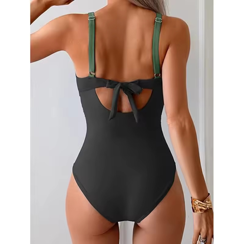 Costum de Baie Modelator Dama, Intreg, Verde Army, cu Push-Up, Tummy Control si Spate Reglabil - Costume de baie - Lenjeria Magica