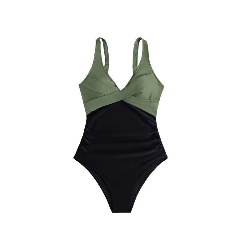 Costum de Baie Modelator Dama, Intreg, Verde Army, cu Push-Up, Tummy Control si Spate Reglabil - Costume de baie - Lenjeria Magica
