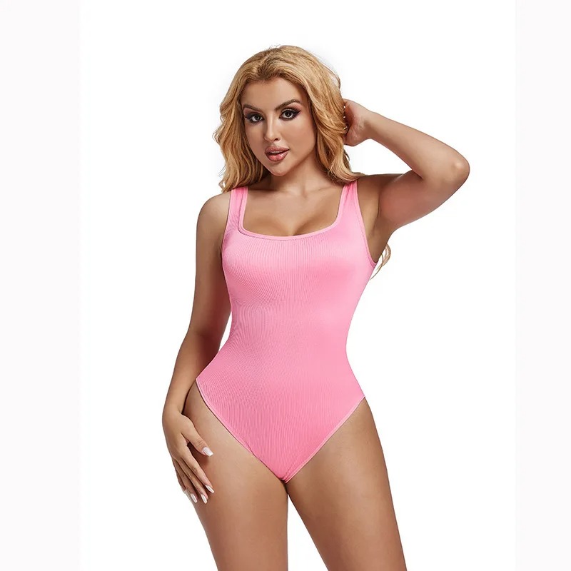 Body modelator dama, reiat, cu efect tummy control, decolteu patrat si compresie usoara - Lenjerie Magica - Lenjeria Magica