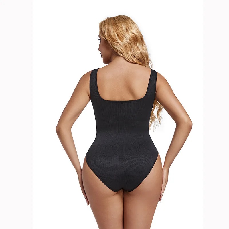 Body modelator dama, reiat, cu efect tummy control, decolteu patrat si compresie usoara - Lenjerie Magica - Lenjeria Magica