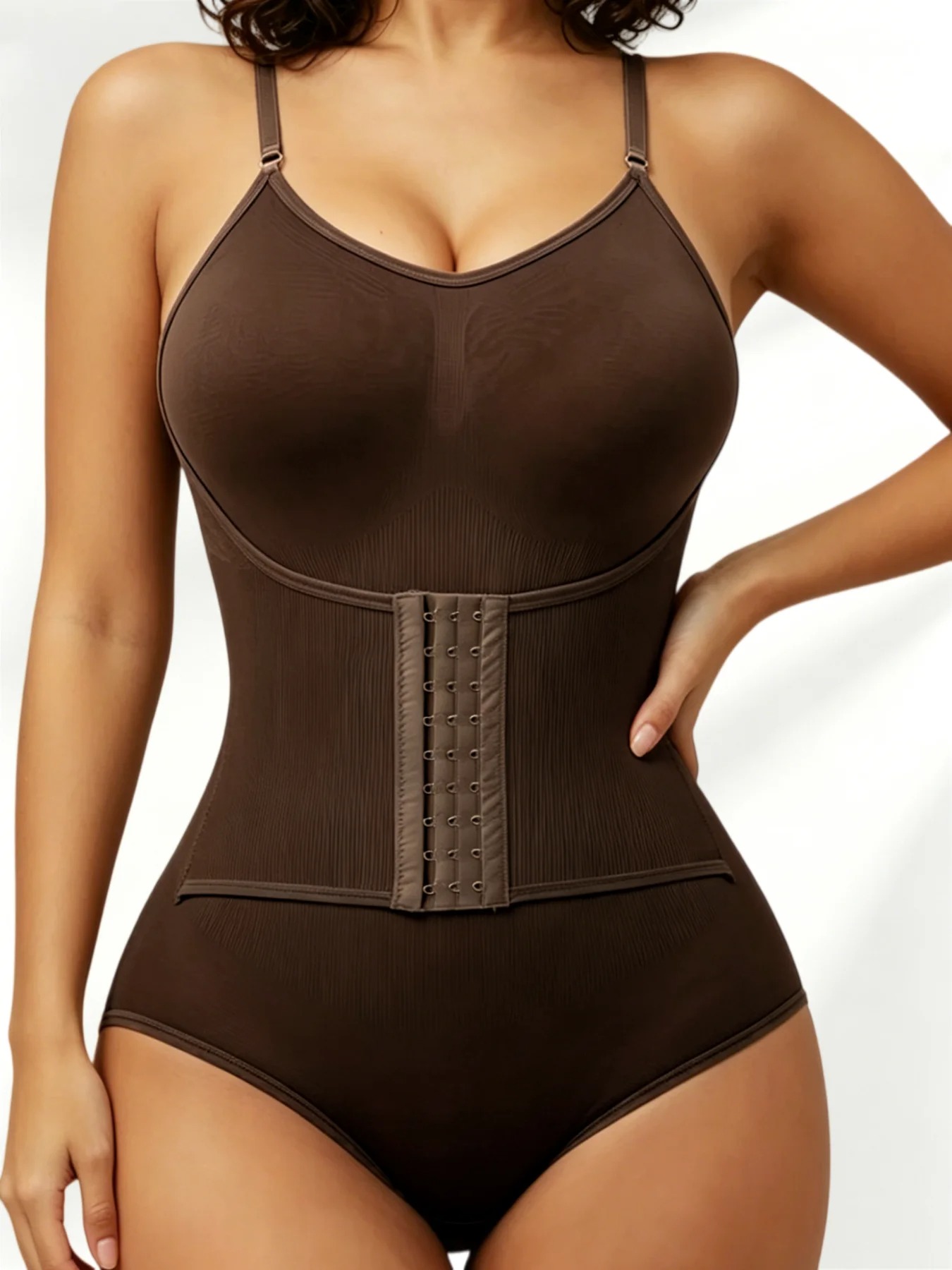 Body modelator dama tip columbian, cu bretele reglabile, inchidere cu capse si efect tummy control - Lenjerie Magica - Lenjeria Magica